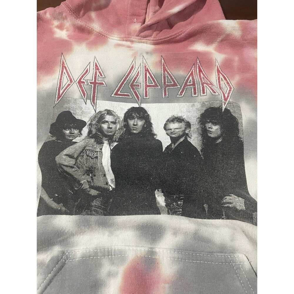 Women’s S M Top Sweatshirt Tie-Dye Def Leopard Grunge Y2K Hoodie Rock Roll